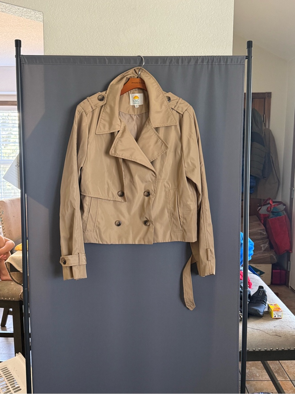 C&C California Cropped Trench Coat - Khaki